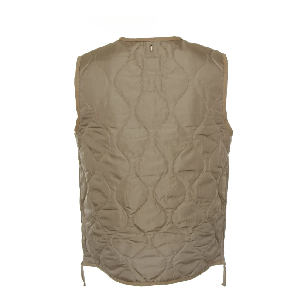 Taion Gewatteerde Militaire V-hals Donsvest Beige Heren