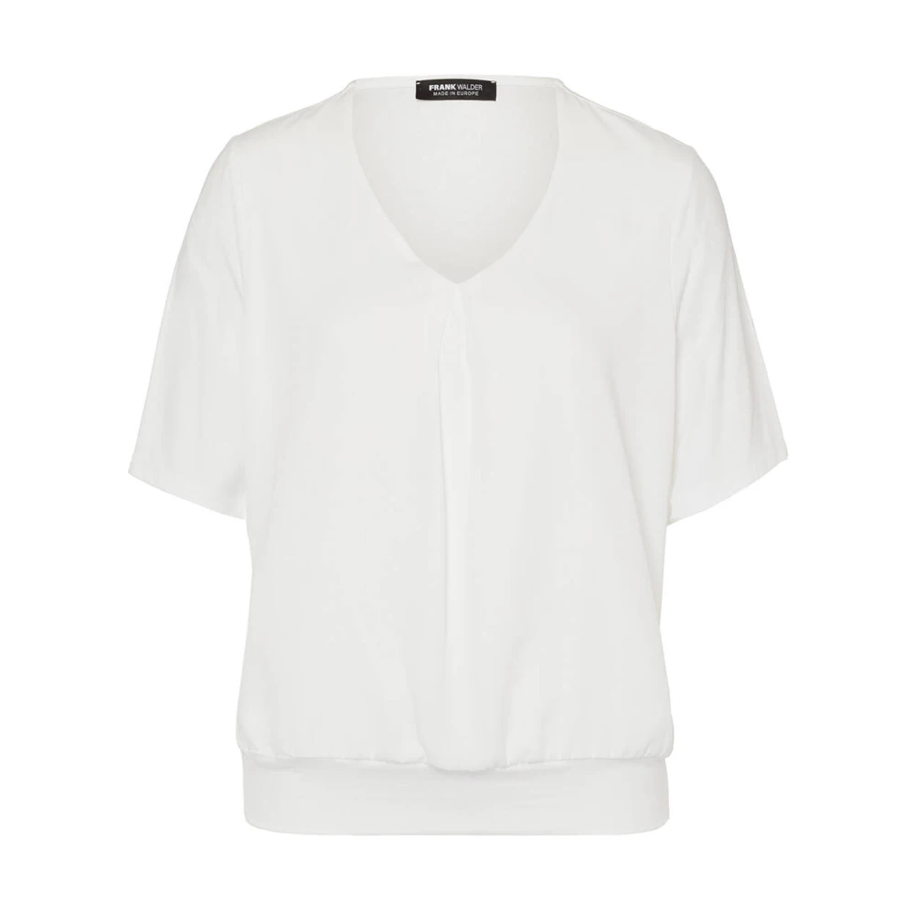 Frank Walder Korte Mouw Top Blouse Shirt White Dames