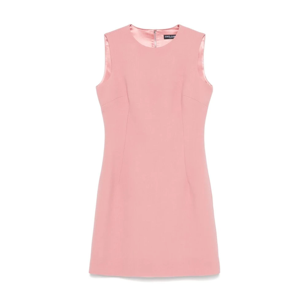Dolce & Gabbana Zalmroze Mouwloze Jurk met Rits Pink Dames