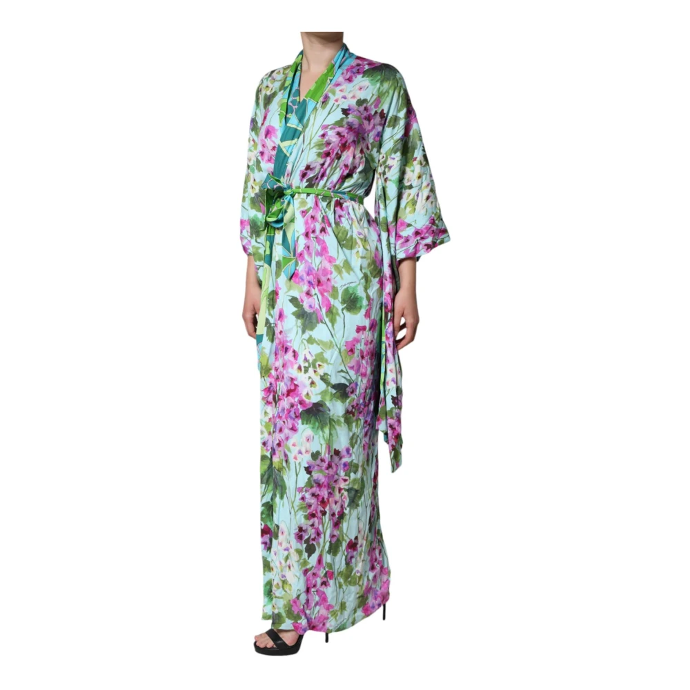 Dolce & Gabbana Bloemenzijden wikkeljurk met riem Multicolor Dames