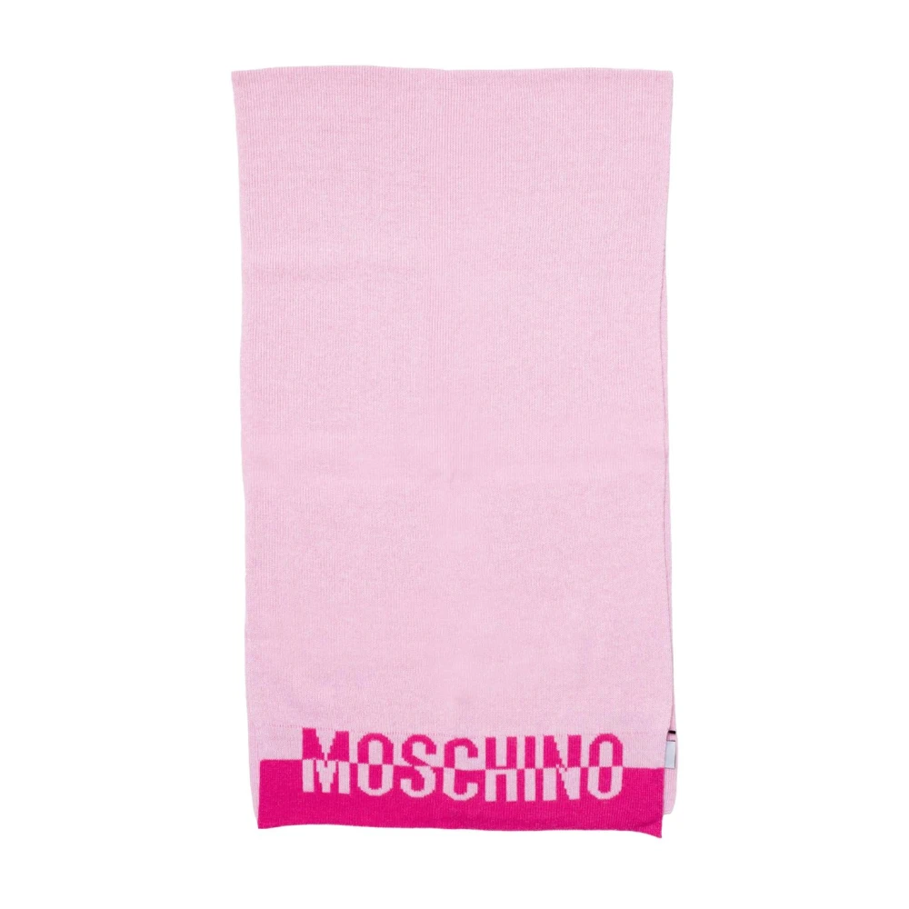 Moschino Roze Wolmix Logosjaal Pink Dames