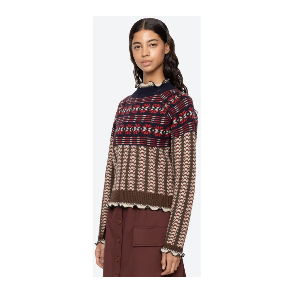 Sea NY Fair Isle Gebreide Trui met Ruchedetails Blue Dames
