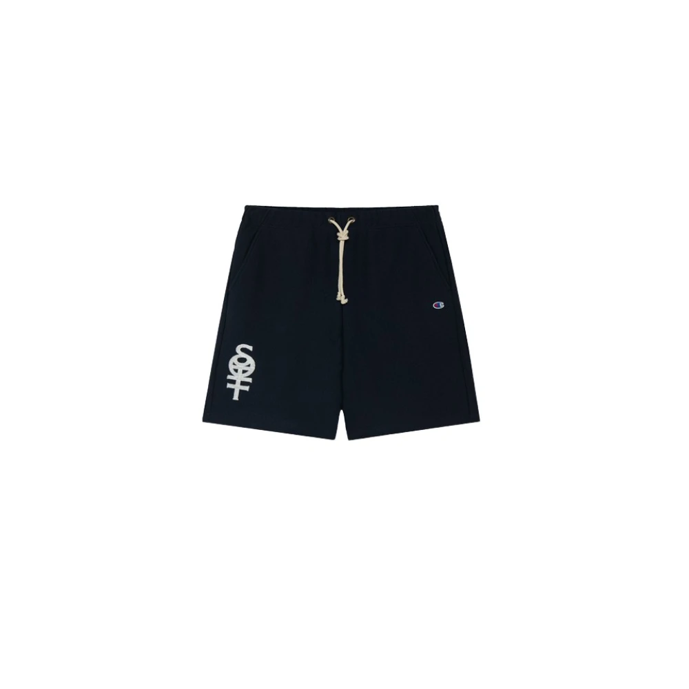 Sotf Katoenen Fleece Shorts met Logo Print Blue Heren