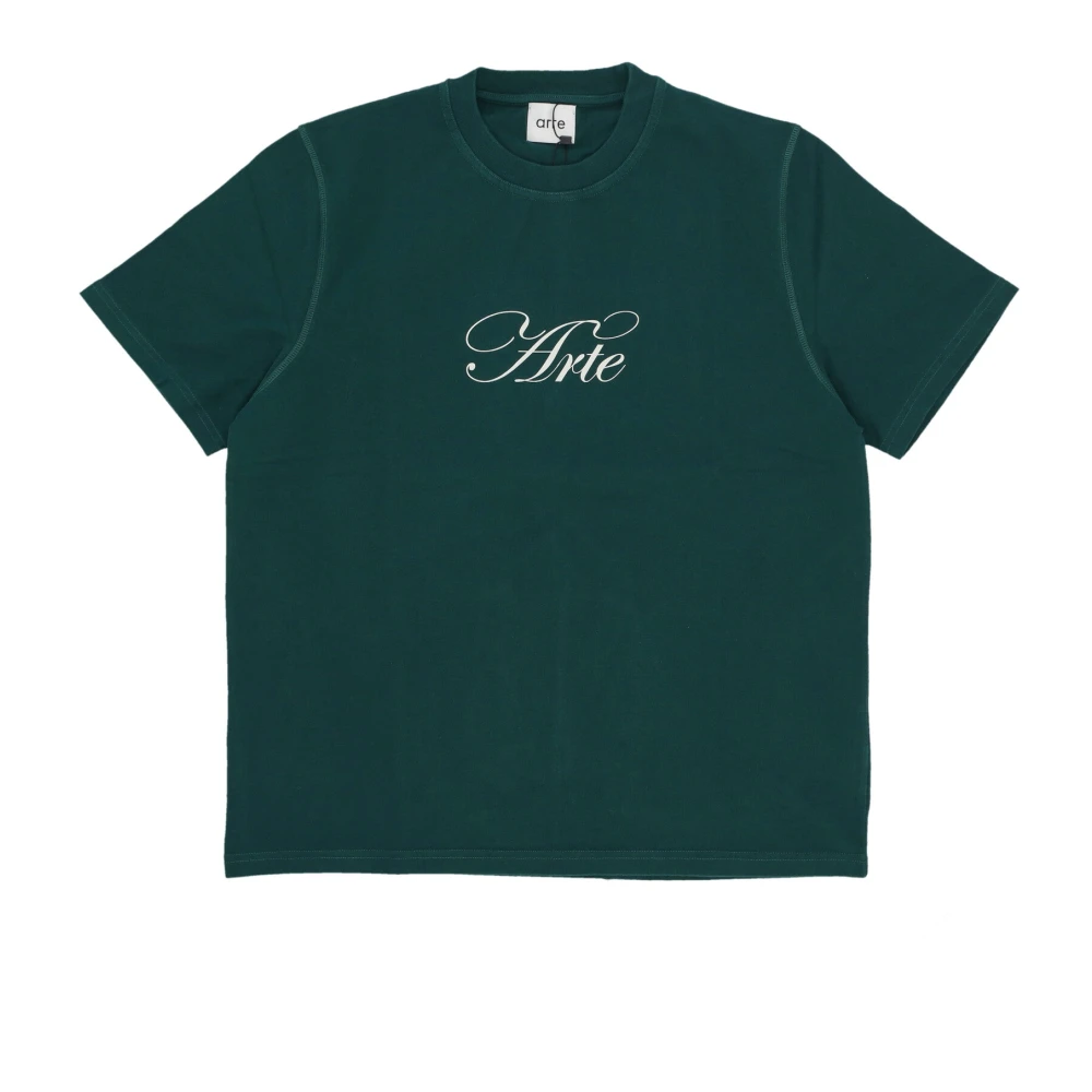 Arte Antwerp Groene Tee met Script Logo Korte Mouw Green Heren