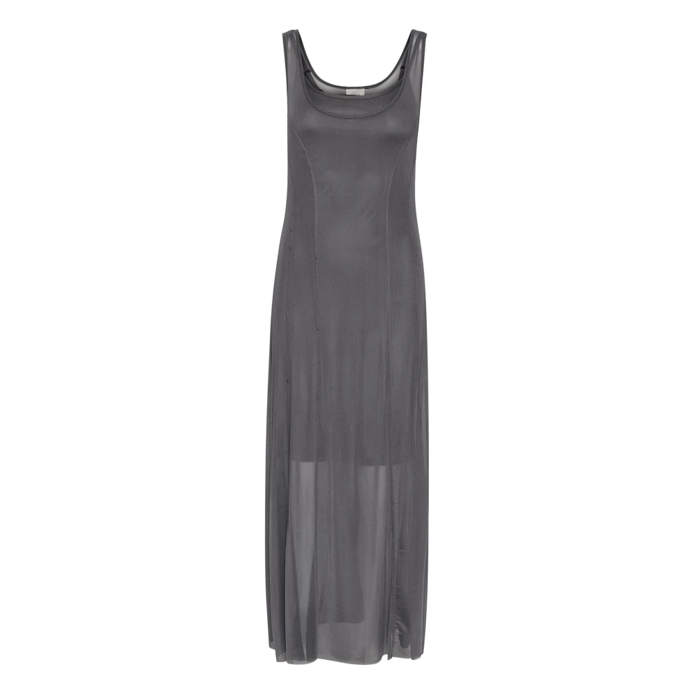 Gestuz Maxi Jurk Grijs Gestreept Vrouwelijke Silhouet Gray Dames