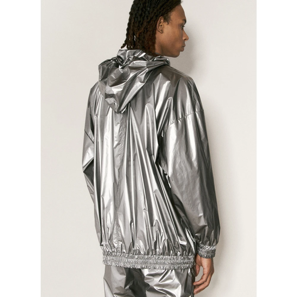 Rick Owens Foil Finish Hooded Jacket Gray Heren