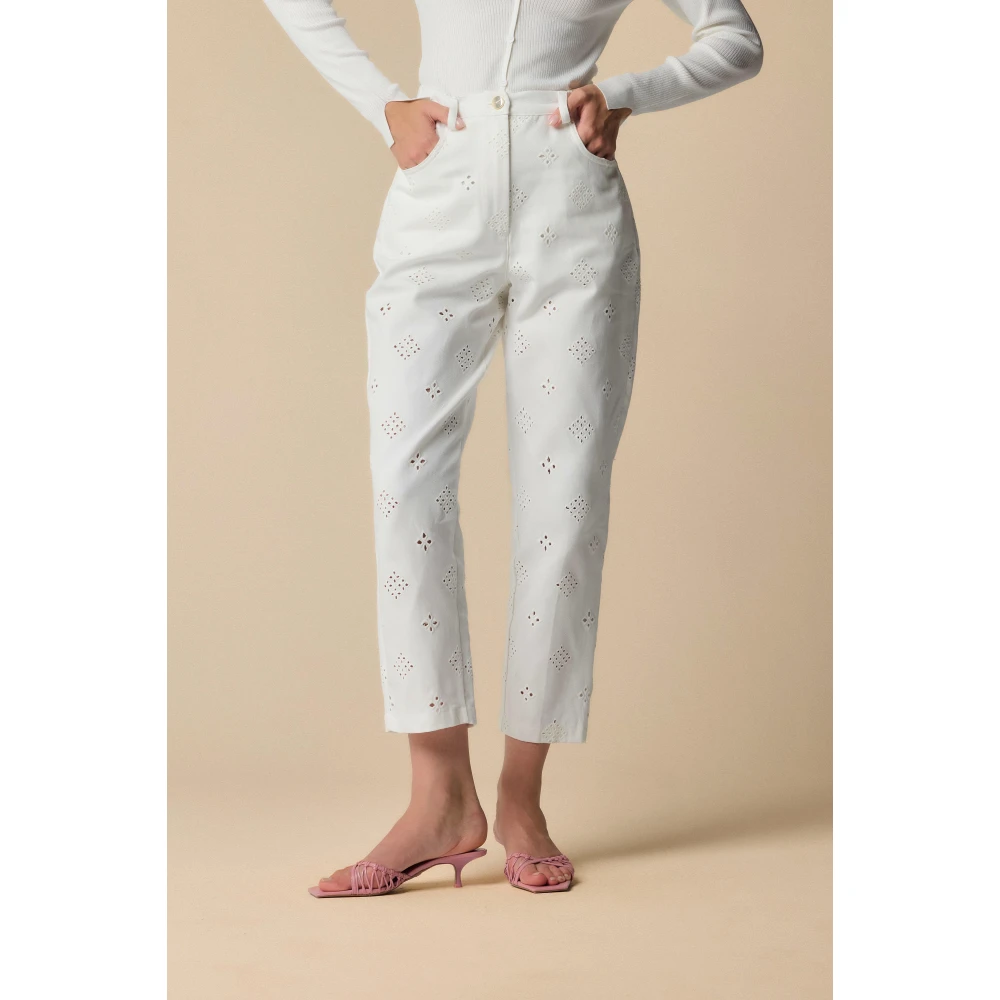 Kocca Elegante Cropped Kantbroek White Dames