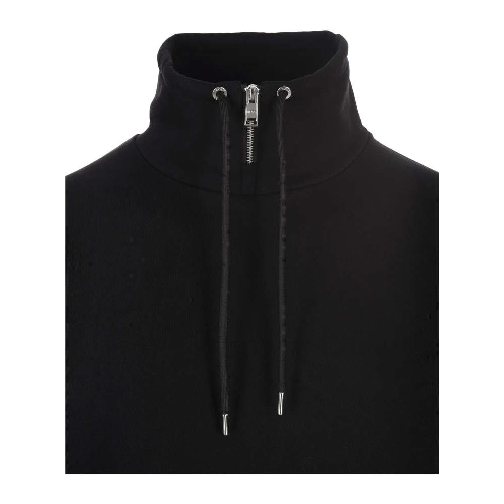 Hugo Boss Zwarte High-neck Zip Sweatshirt Black Heren