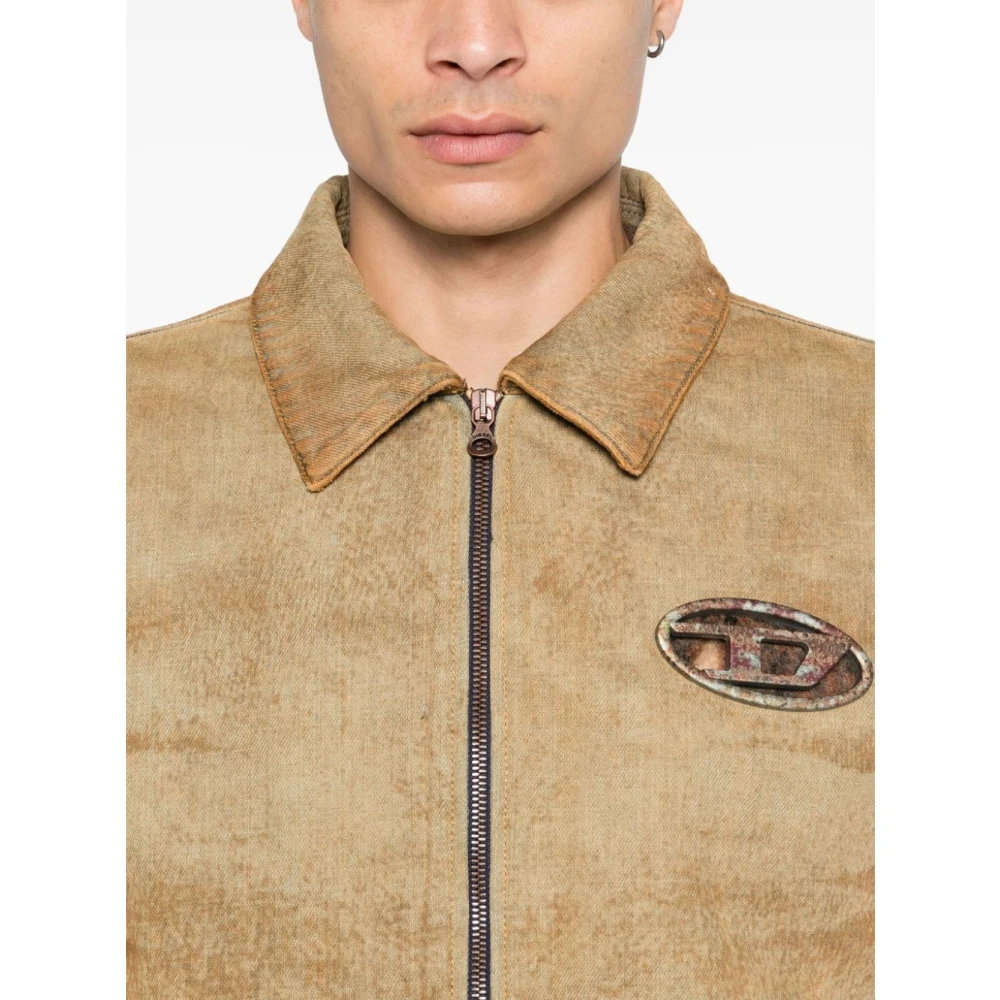 Diesel Bruine Gewatteerde Jas met Vintage Stijl Brown Heren
