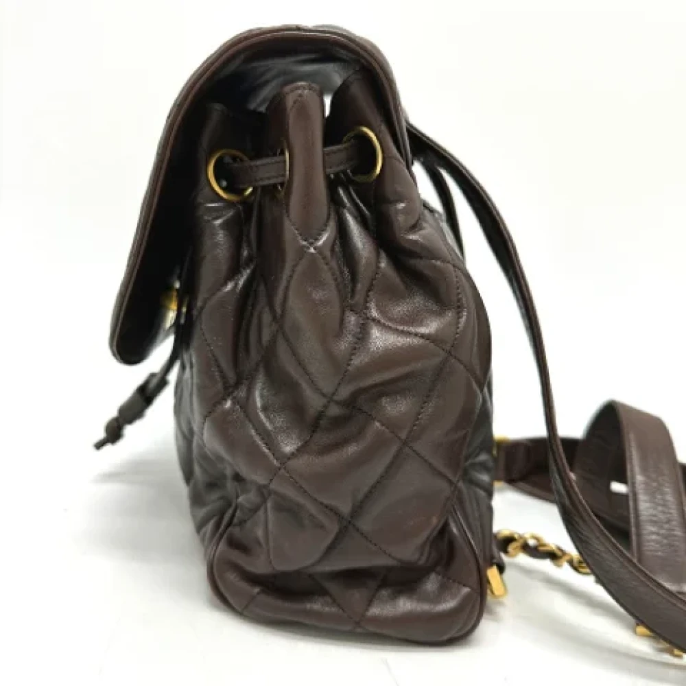 Chanel Vintage Pre-owned Leather backpacks Brown Dames