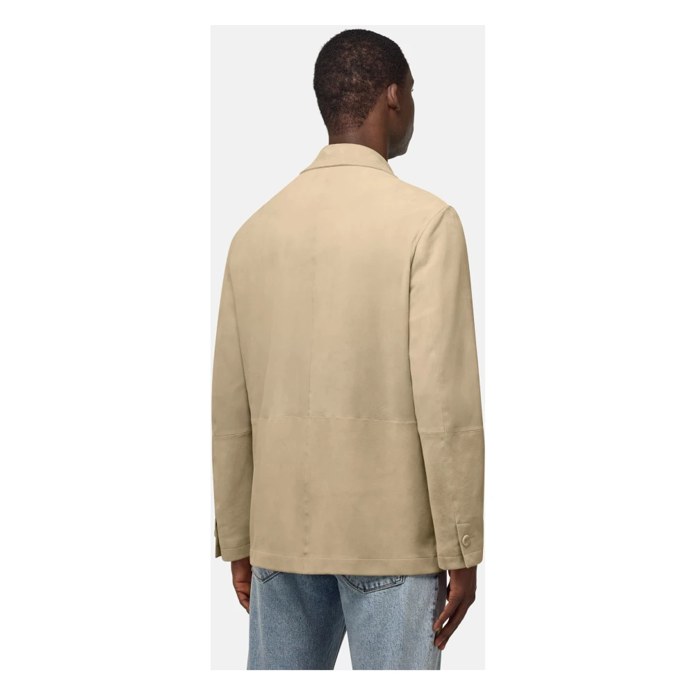 Boggi Milano Shirtjack van echt suède leer Beige Heren