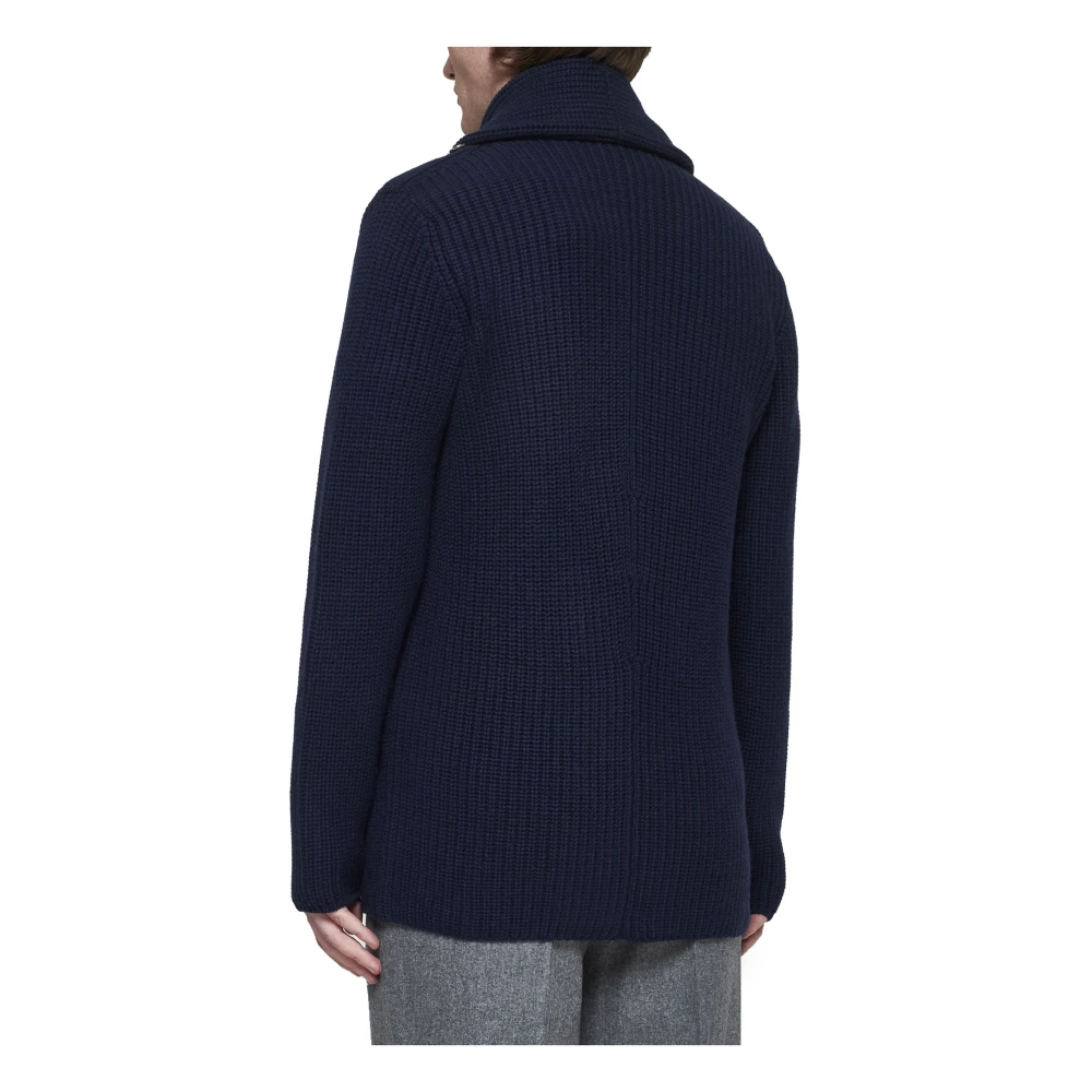 BRUNELLO CUCINELLI Navy Blue Blazer Cardigan Sweater Blue Heren