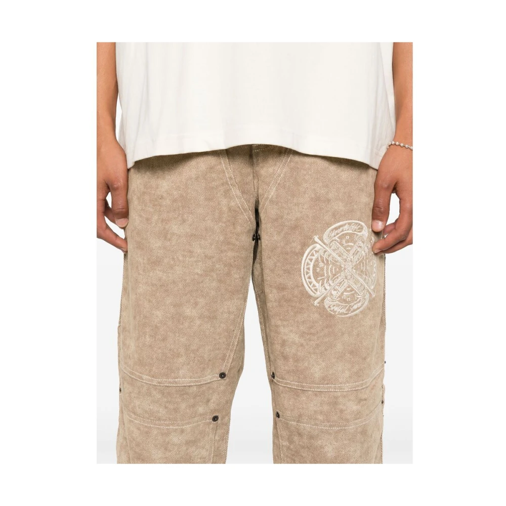Honor The Gift Wijde Korte Beige Katoenen Broek Brown Heren