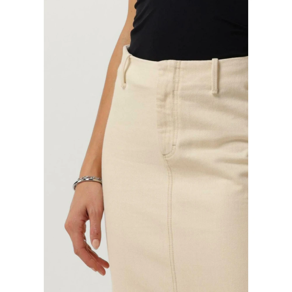 moss copenhagen Hoge Taille Denim Rok Beige Dames