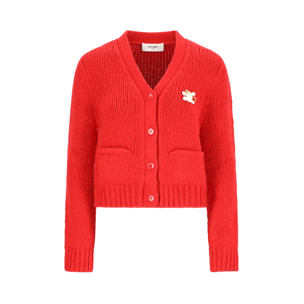Celine Women's Red Cardigan In Cashmere And Silk