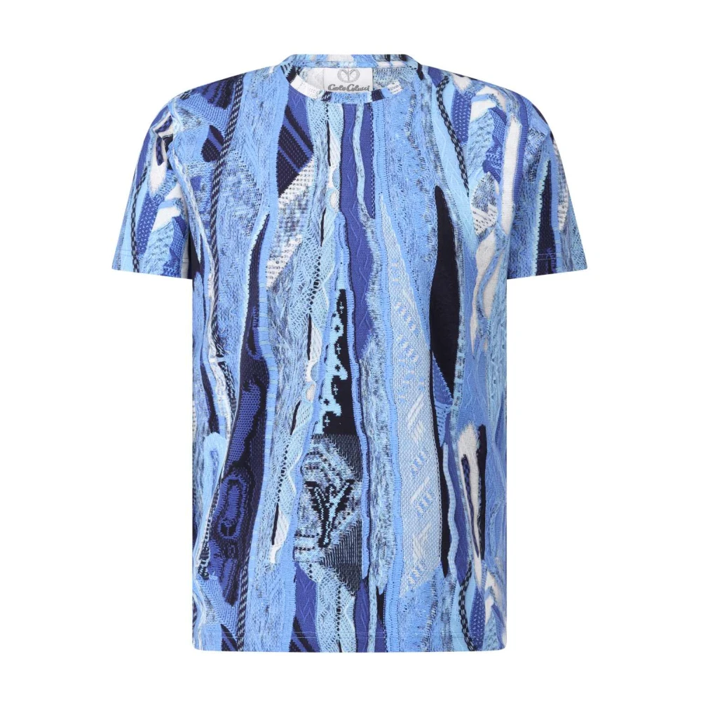 Carlo colucci Modern Gebreid Patroon T-Shirt Blue Heren