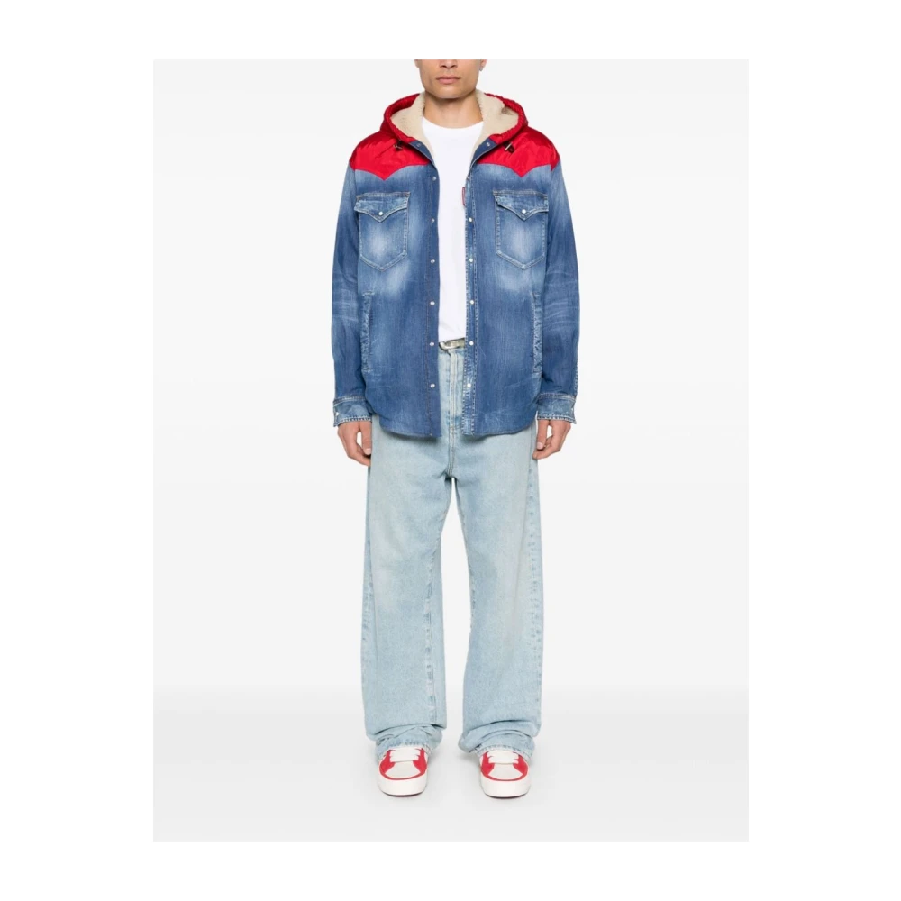 Dsquared2 Blauwe Denim Hoodie Jas Blue Heren