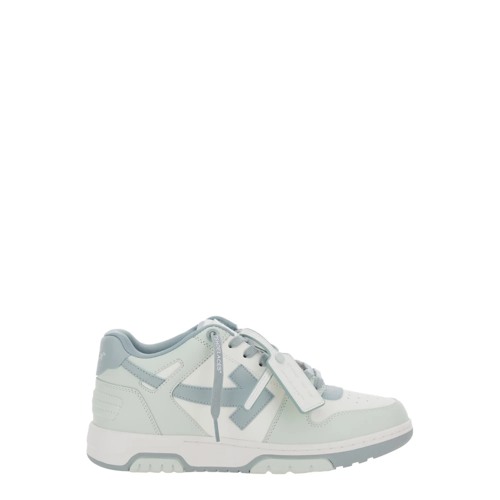 Off White Blå Läder Sneakers Out of Office Blue, Herr