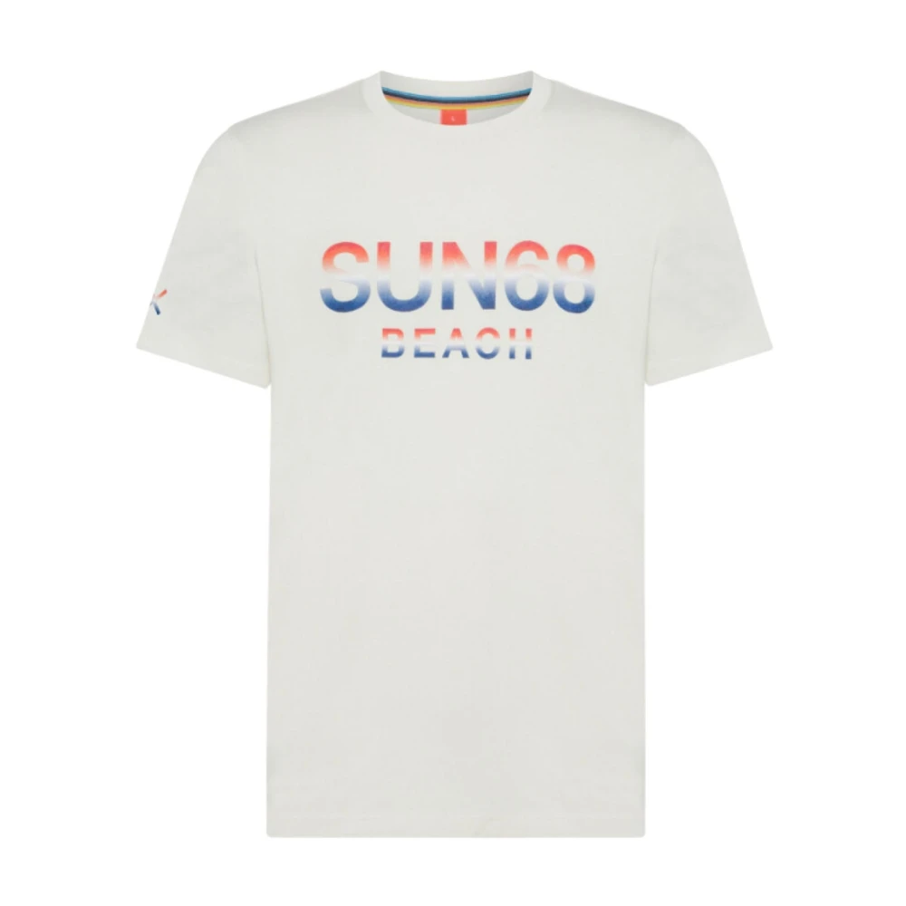 Sun68 Uomo Bianco - T-Shirt A Maniche Corte Con Grande Logo - Tops - S - Immagine 1