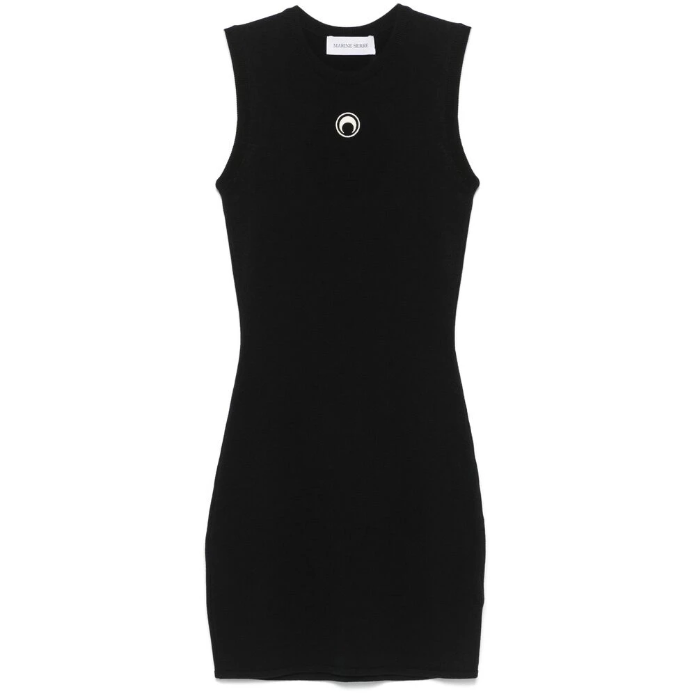 Marine Serre Zwarte Mouwloze Crew Neck Jurk Black Dames