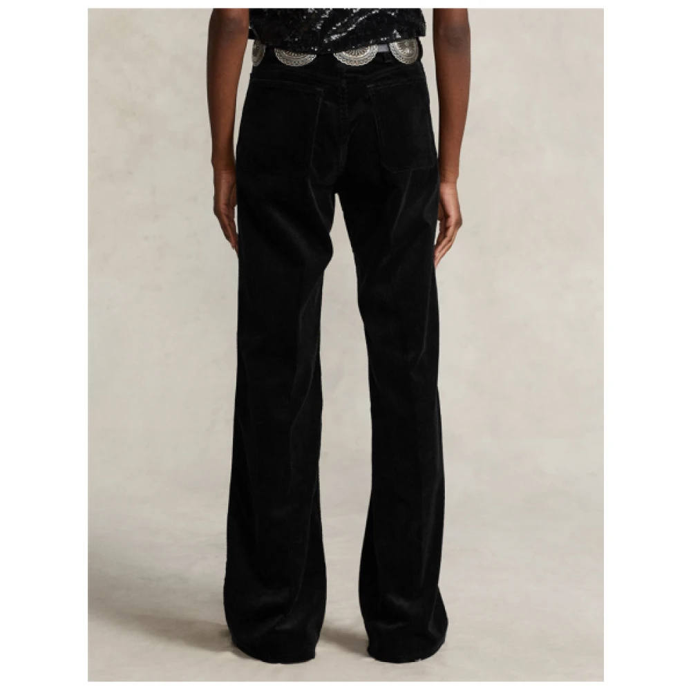 Polo Ralph Lauren Zwarte Corduroy Flare Jeans Black Dames