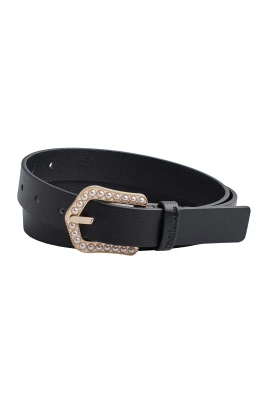 Pearl-Embellished Buckle Belt