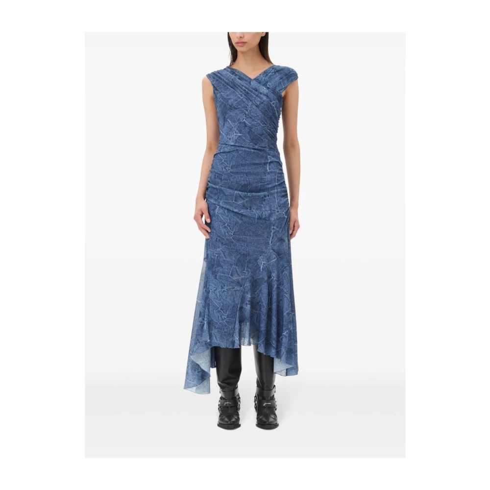 Ganni Midi Jurk in Marl Stijl Blue Dames