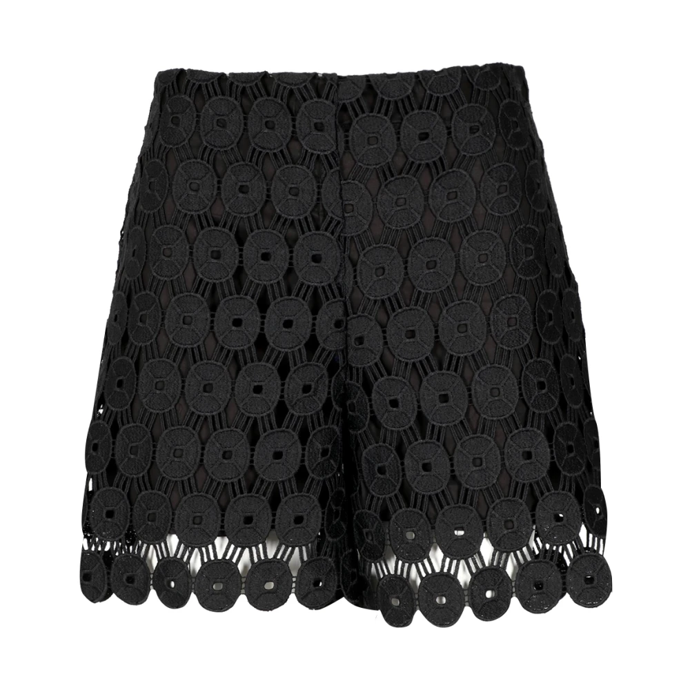 Erika Cavallini Zwarte Katoenen Macramé Effect Rok Black Dames