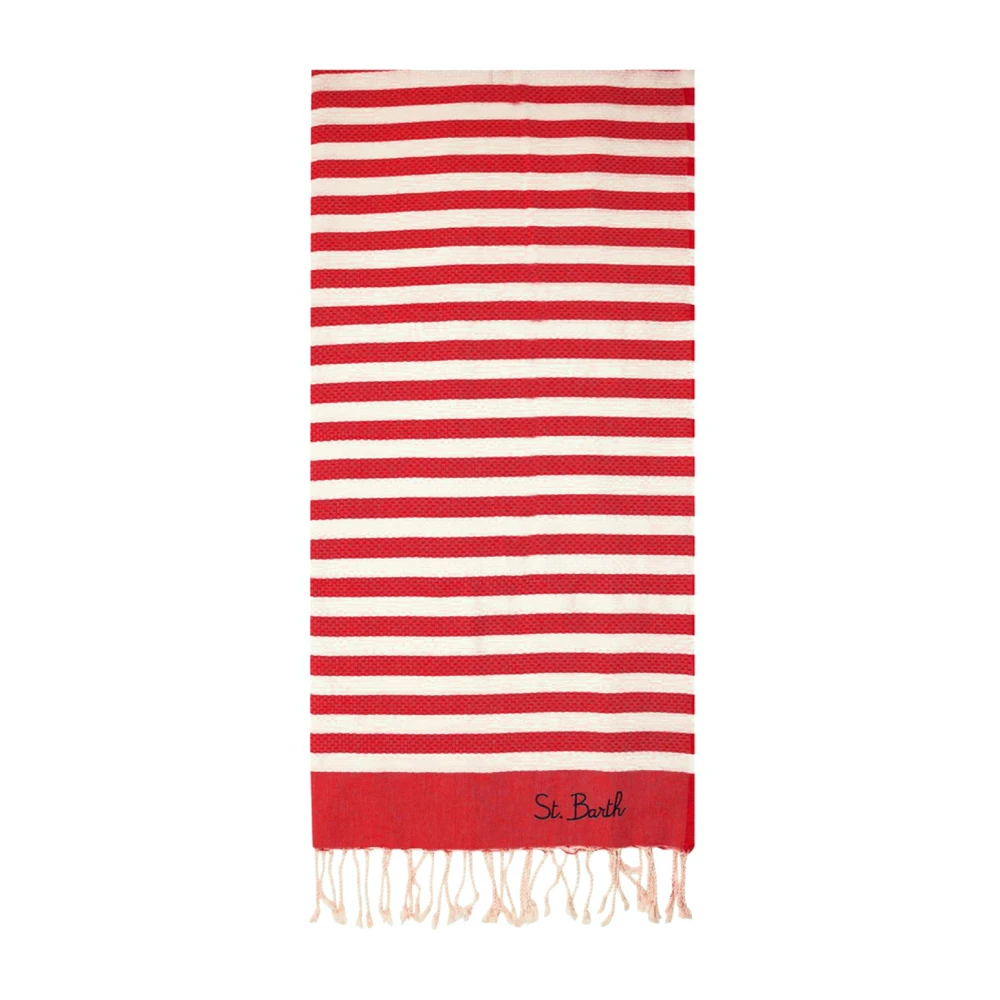Rød Stripet Strandhåndkle