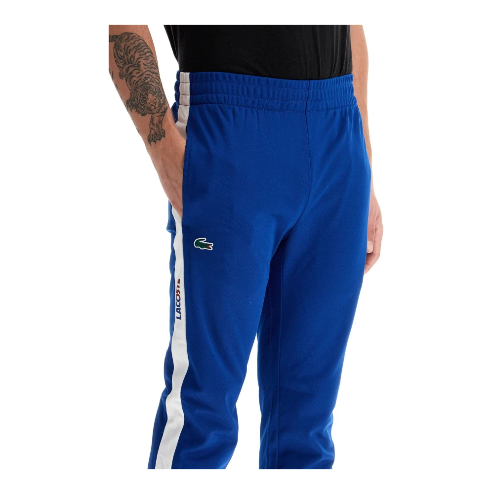 Lacoste Interlock Stof Logo Joggers Blue Heren