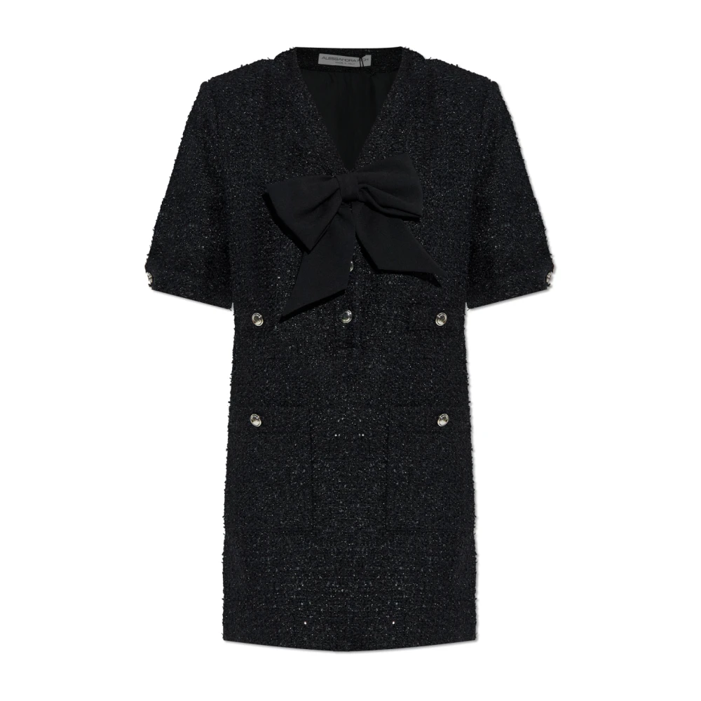 Alessandra Rich Women's Black Tweed Dress With A Bow