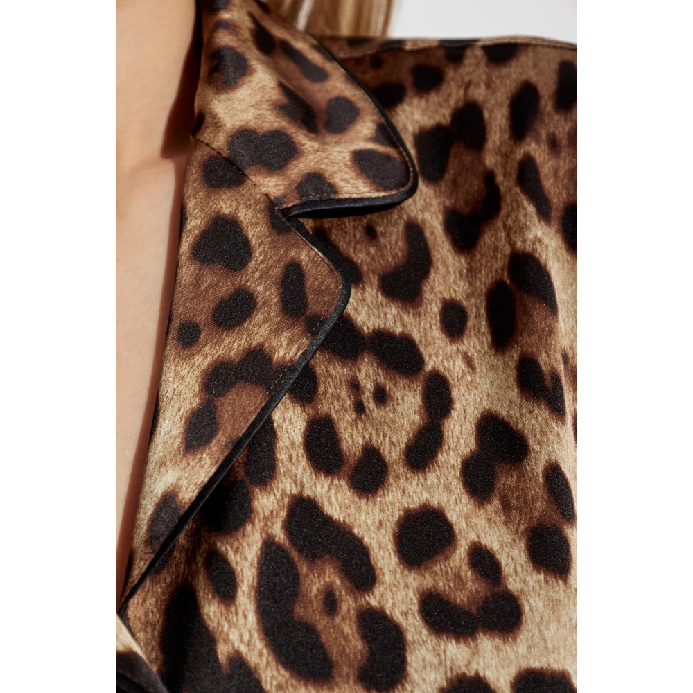 Dolce & Gabbana Zijden shirt met dierenmotief Brown Dames