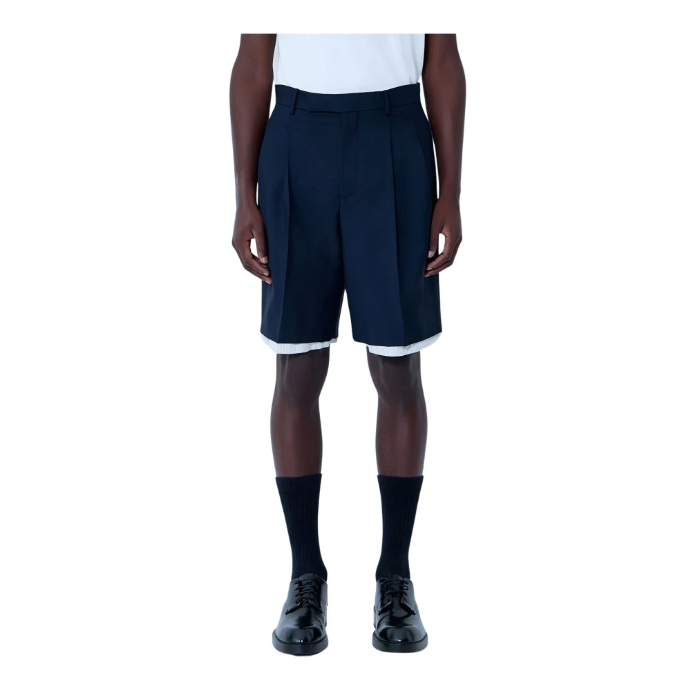 Jil Sander Men's Blue Wool-And-Mohair Shorts
