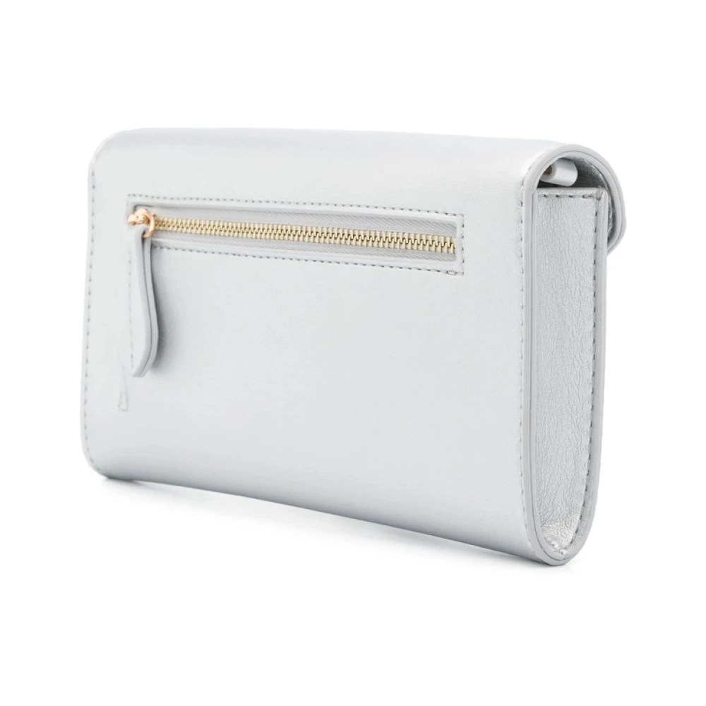 Twinset Zilverkleurige Foldover Clutch met Ketting Gray Dames