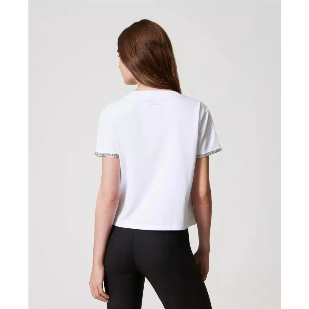 Twinset Boxy Geborduurd Handgemaakt T-shirt White Dames