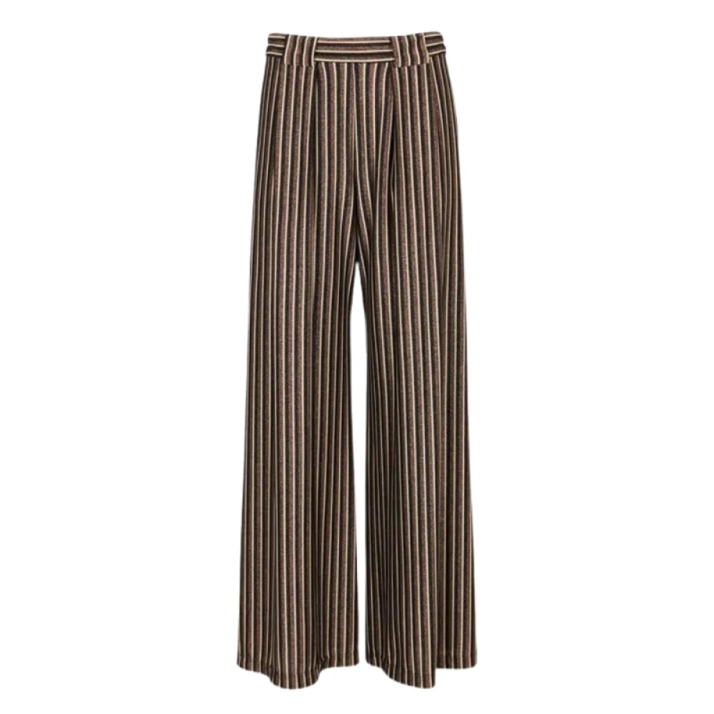 Momoni Wijde hoge taille lurex broek Brown Dames