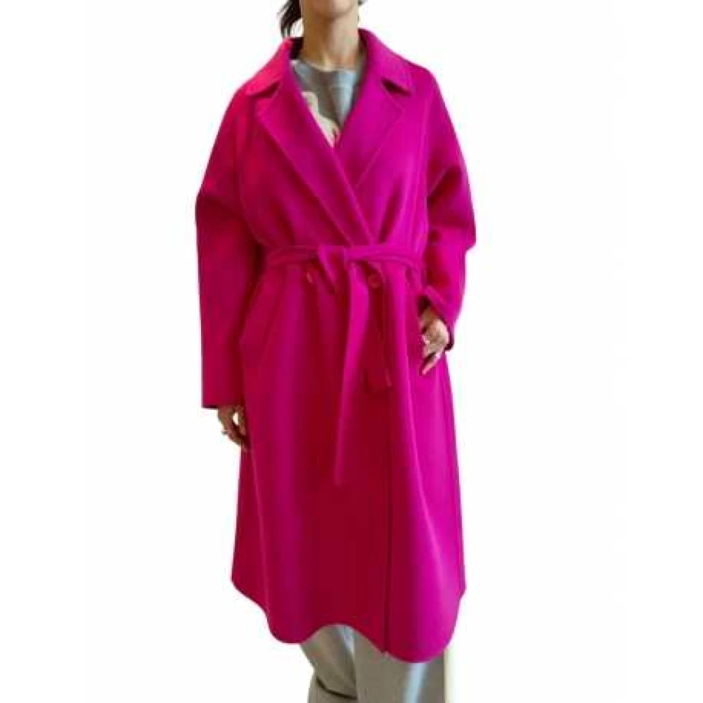 Essentiel Antwerp Fuchsia double-breasted jas met riem Pink Dames