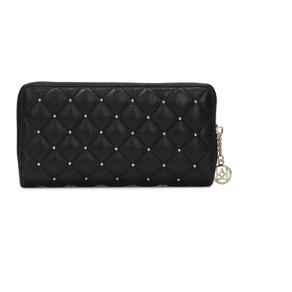 Kazar Grote zwarte ritssluitingportemonnee versierd met studs Black Dames