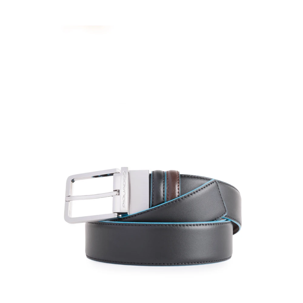 Piquadro Men's Black Belts, One Size, Reversible Leather Belt