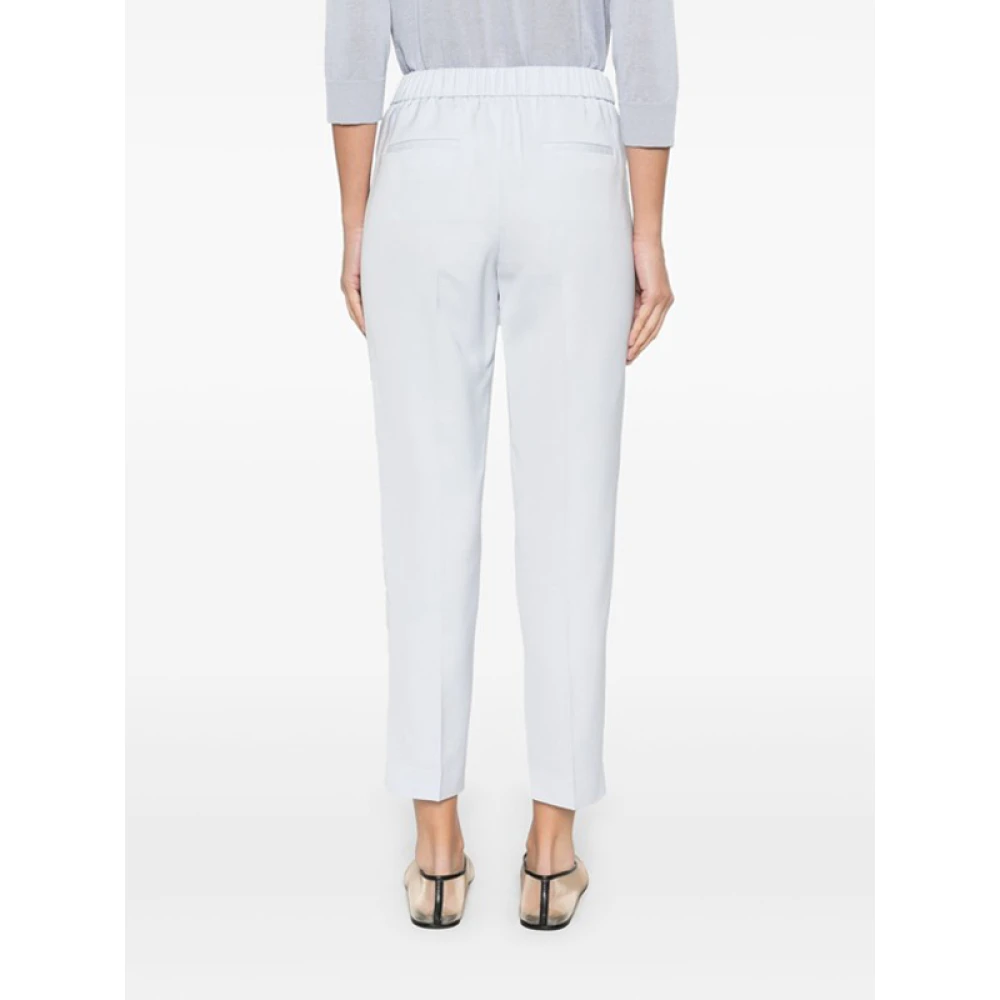 PESERICO Blauwe Rhinestone Broek met Elastische Taille Gray Dames