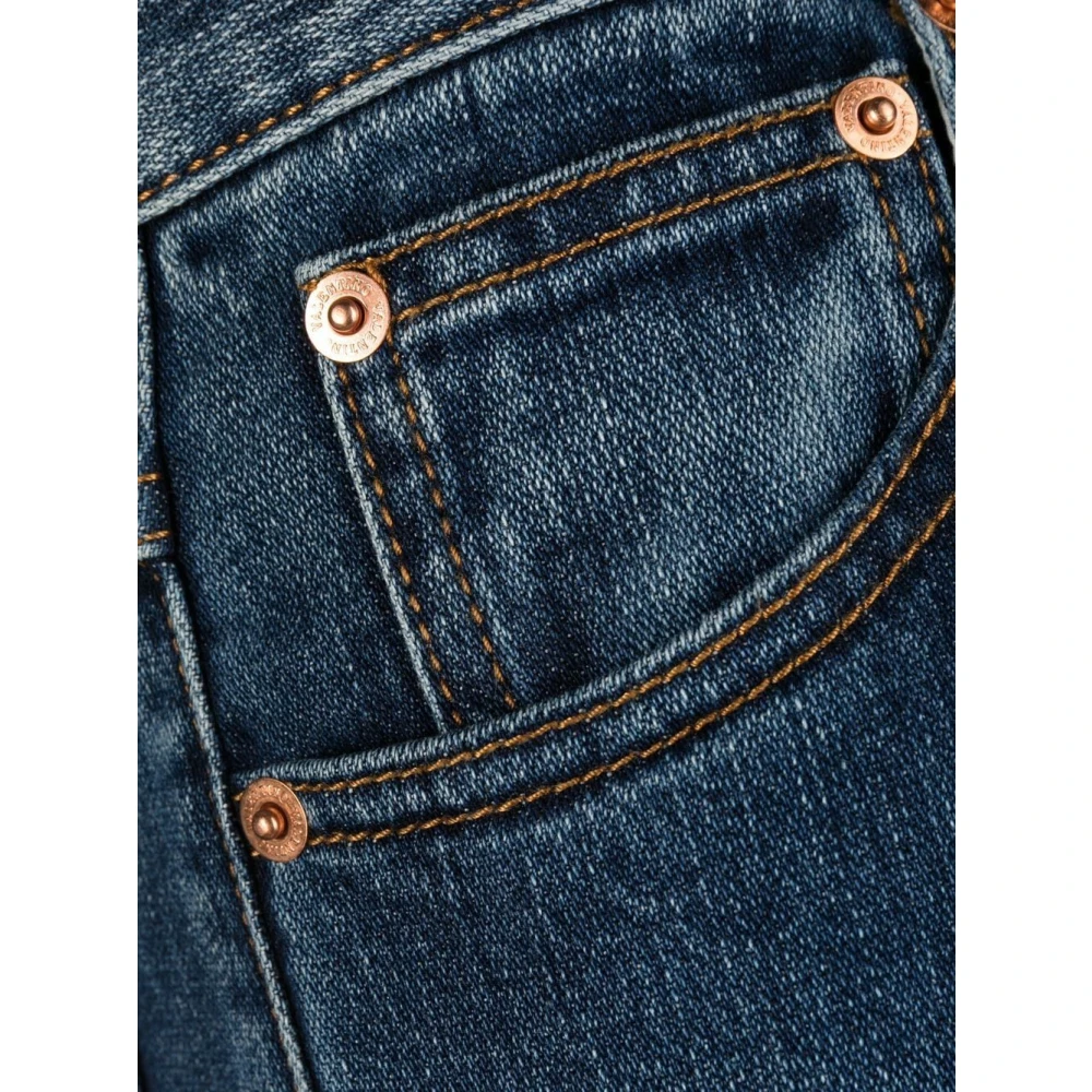 Valentino Garavani Blauwe Denim Jeans met Gouden V-Detail Blue Dames