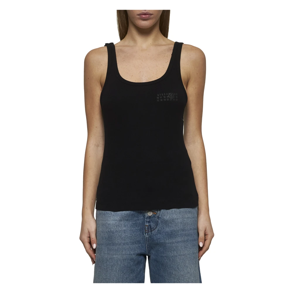 MM6 Maison Margiela Zwarte mouwloze top met ronde hals Black Dames