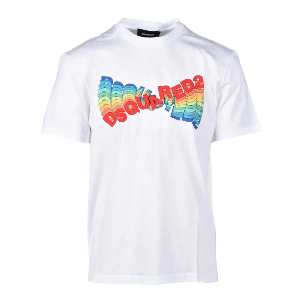 Dsquared2 Witte T-shirt met bedrukt logo White Heren