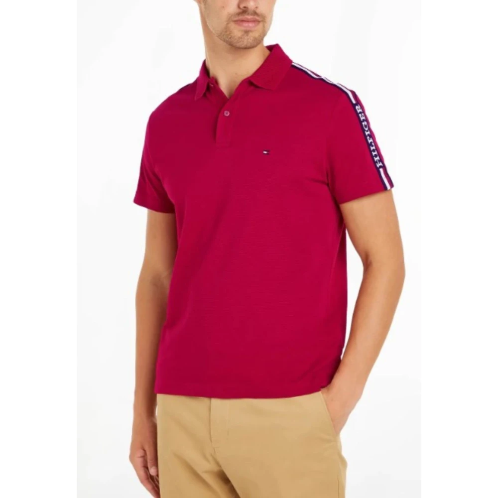 Tommy Hilfiger Global Stripe Monotype Polo Shirt Red Heren