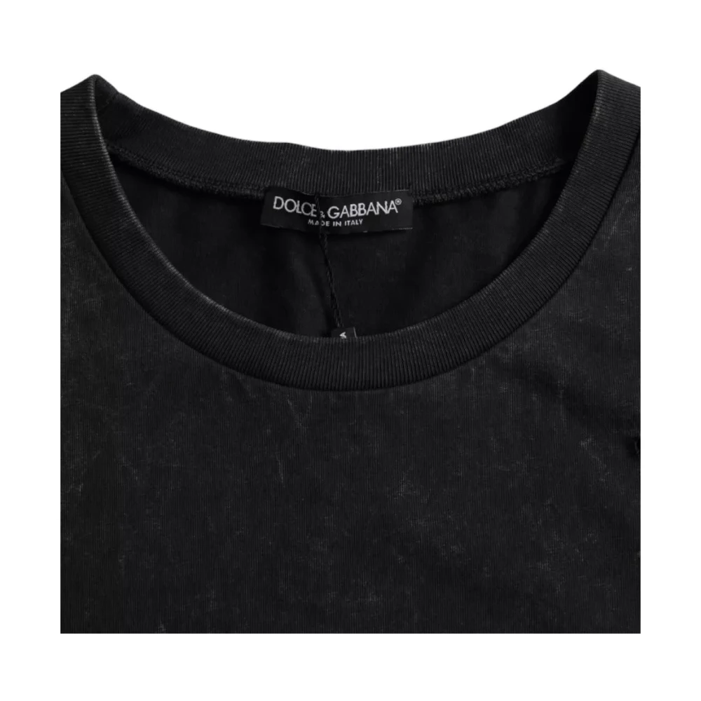 Dolce & Gabbana Grafische Print Katoenen T-Shirt Black Heren