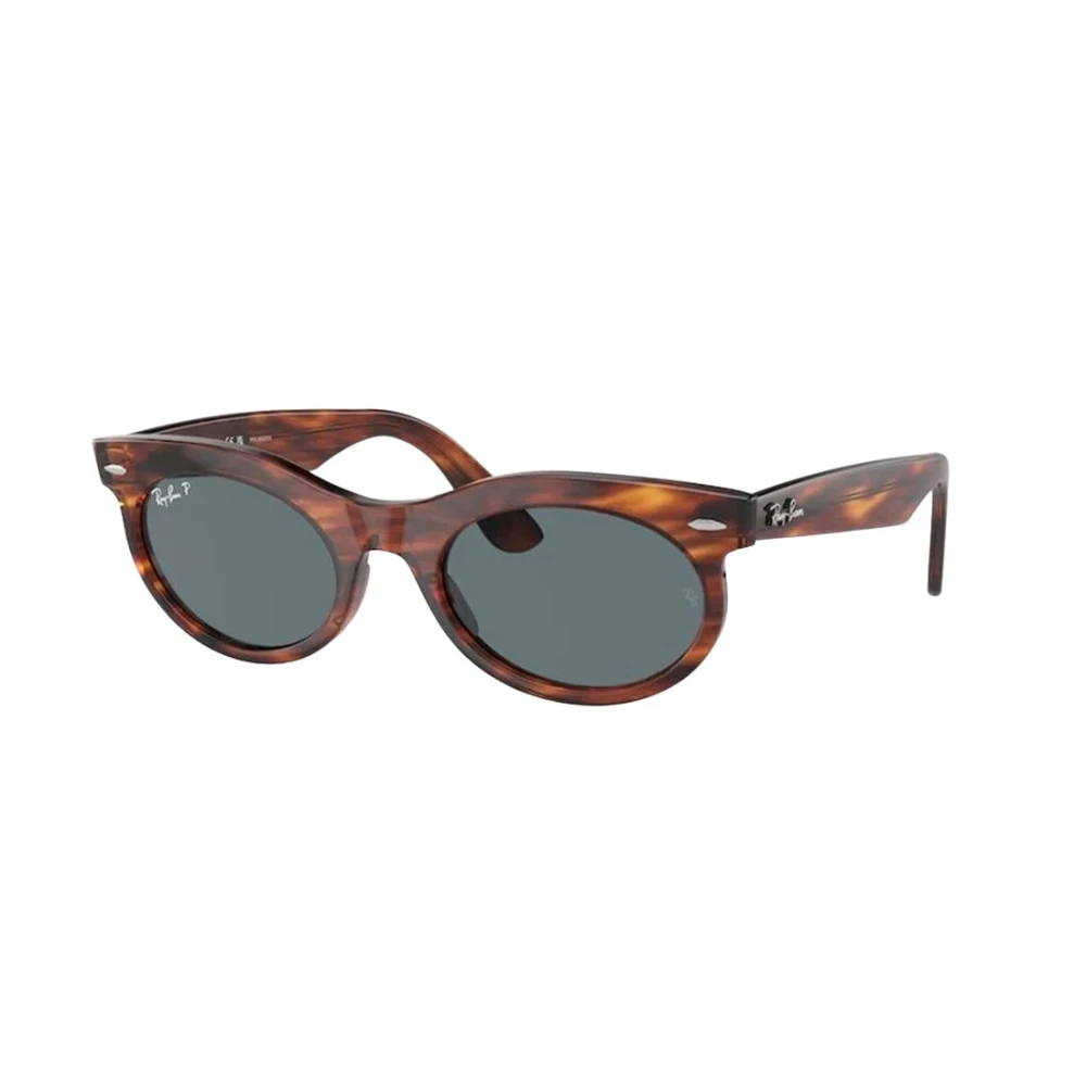 Ray-Ban Unisex Sunglass Wayfarer Oval - Frame color: Striped Havana, Lens color: Dark Blue Polarized - Image 4
