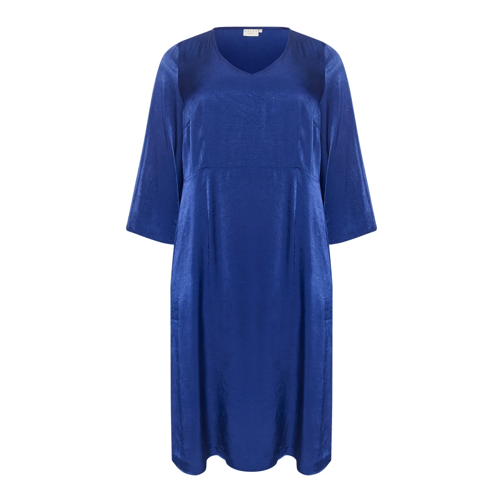 Kaffe Curve Blauwe Jurk met Korte Mouwen Blue Dames