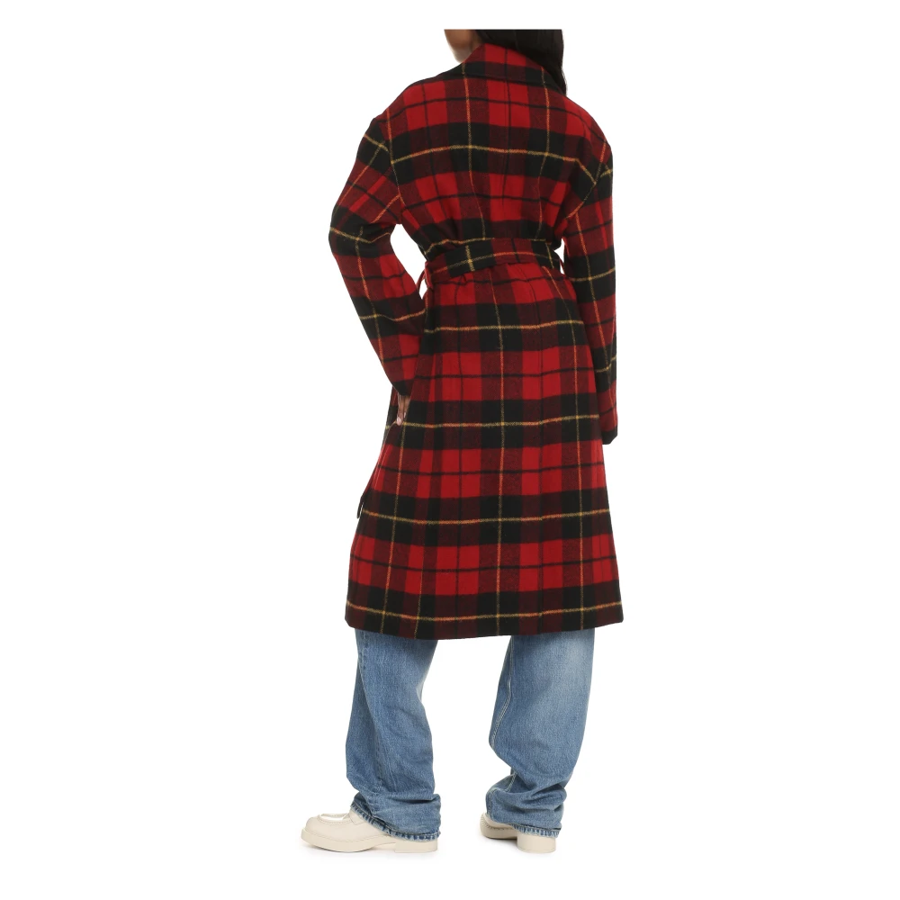 Polo Ralph Lauren Wollen Reversjas met Riem Zakken Red Dames
