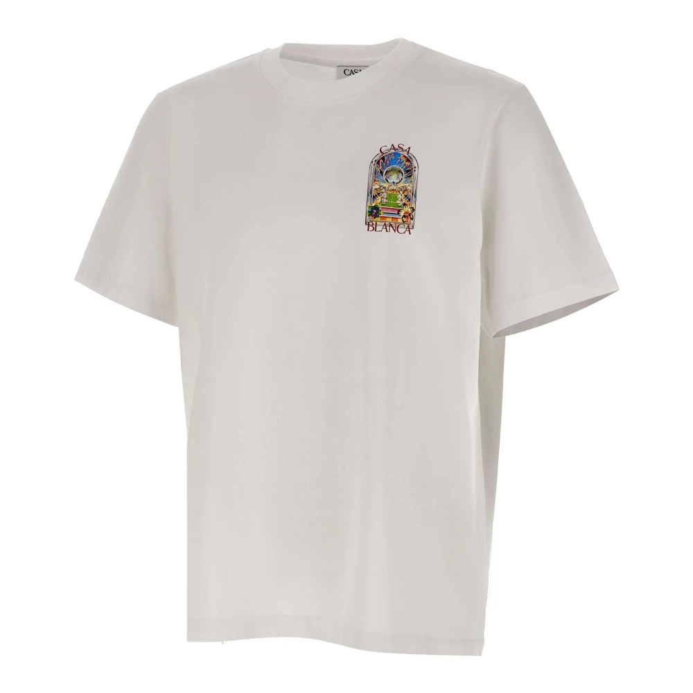 Casablanca Men's White T-Shirts, Xl, Tennis Landscape T-Shirt