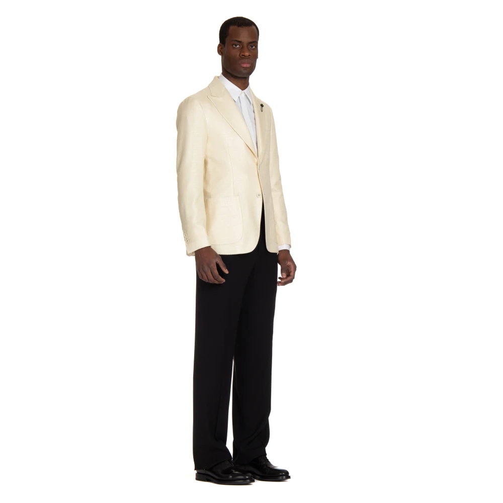 Lardini Crème Jas Twee Knopen Lancia Revers Beige Heren